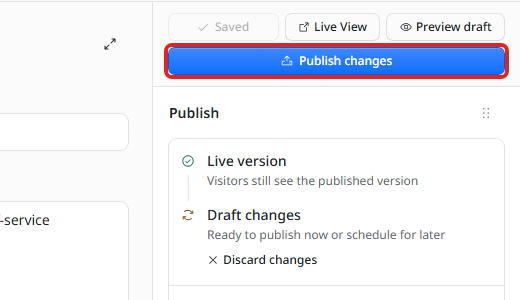 The Publish changes button